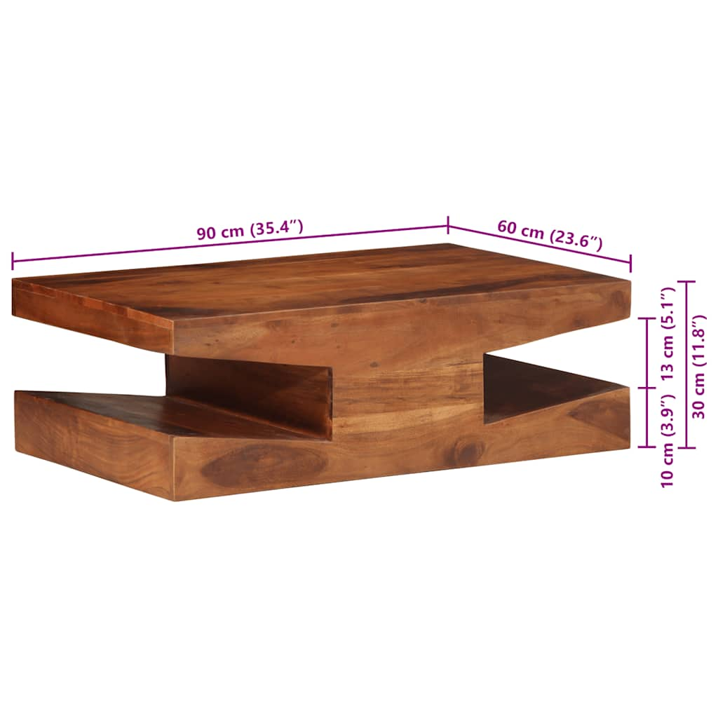 vidaXL Mesa de centro de madera maciza 90x60x30 cm acacia