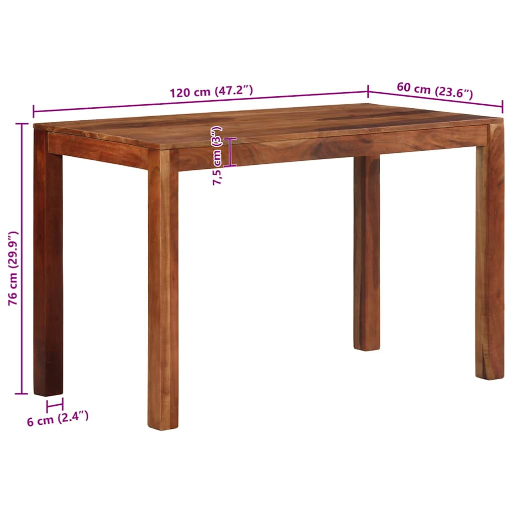 vidaXL Mesa de comedor madera maciza 120x60x76 cm acacia