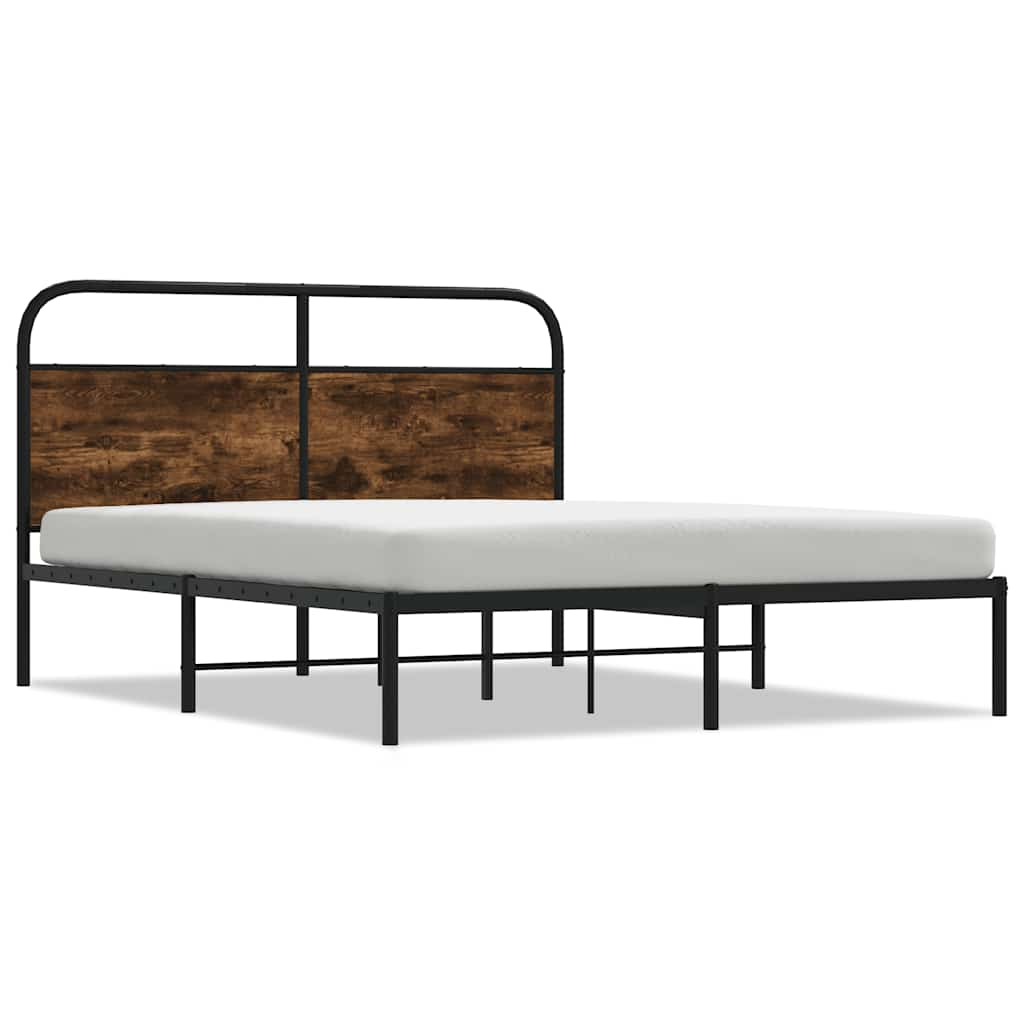 vidaXL Estructura de cama sin colchón 135x190 cm madera roble ahumado