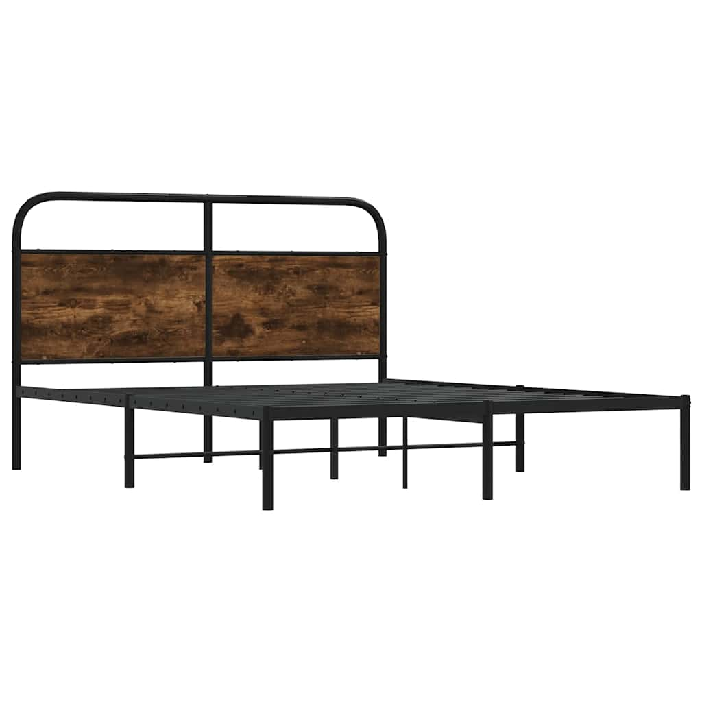 vidaXL Estructura de cama sin colchón 135x190 cm madera roble ahumado