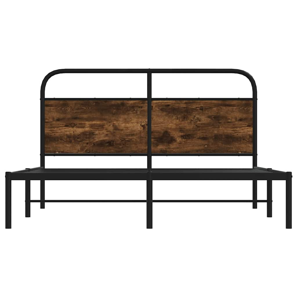 vidaXL Estructura de cama sin colchón 135x190 cm madera roble ahumado