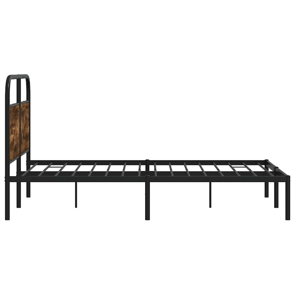 vidaXL Estructura de cama sin colchón 135x190 cm madera roble ahumado