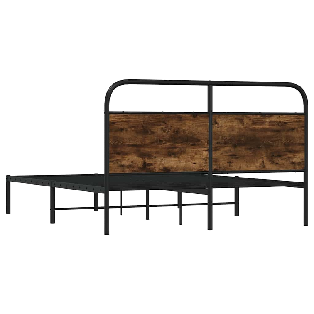 vidaXL Estructura de cama sin colchón 135x190 cm madera roble ahumado