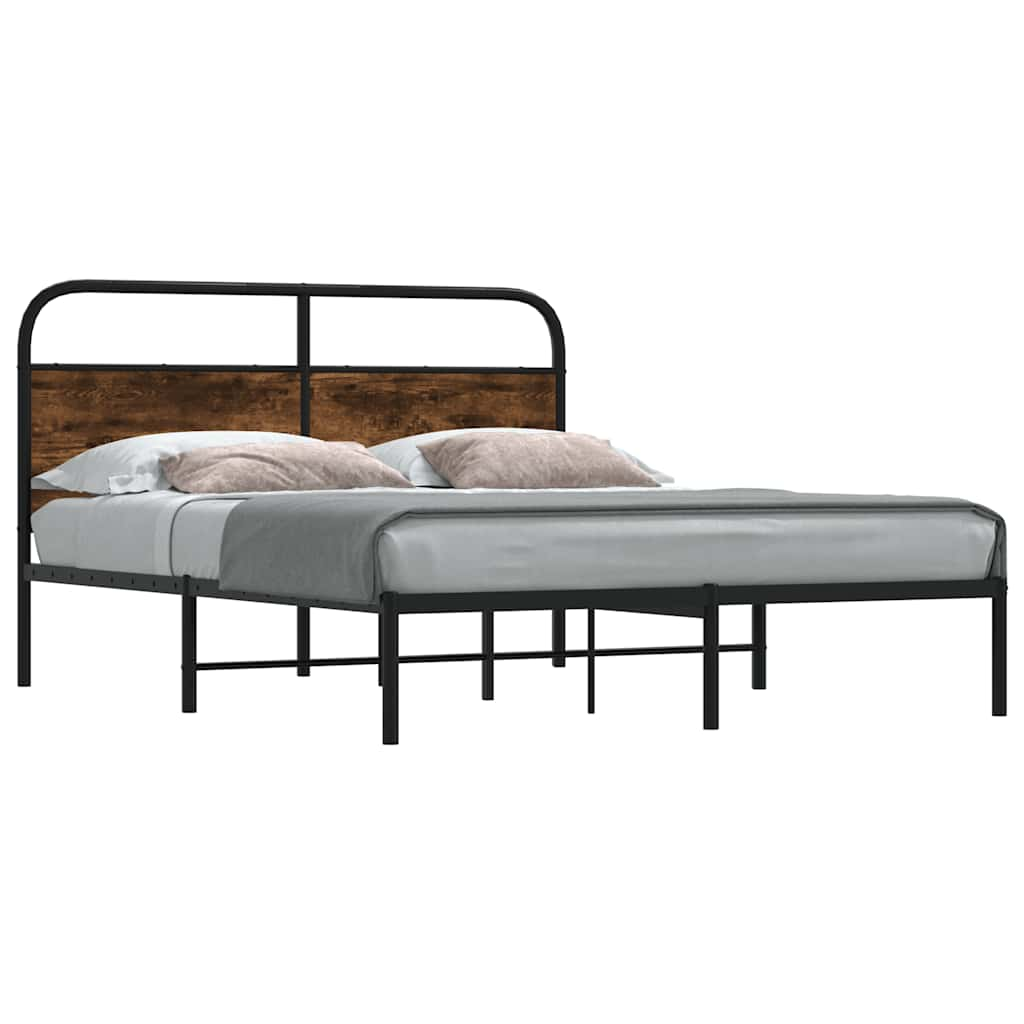 vidaXL Estructura de cama sin colchón 135x190 cm madera roble ahumado