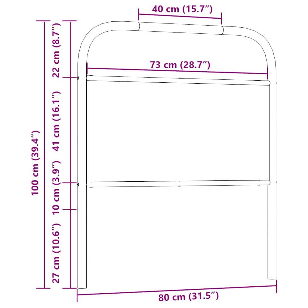 vidaXL Cabecero de acero y madera de ingeniería roble ahumado 75 cm