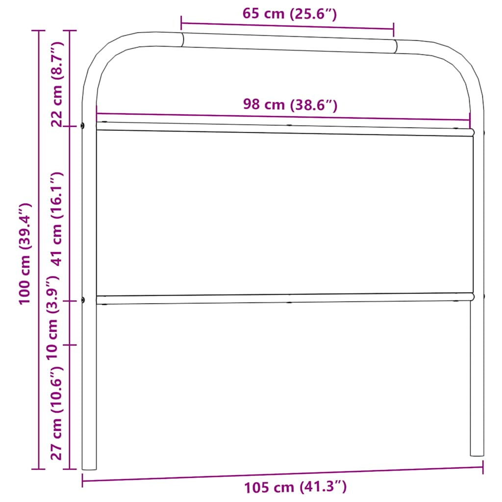 vidaXL Cabecero de acero y madera de ingeniería roble ahumado 100 cm