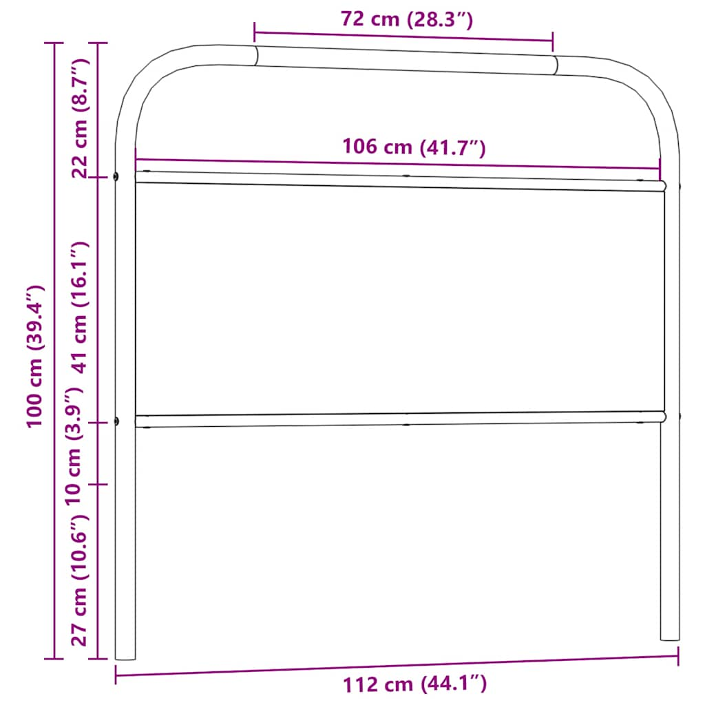 vidaXL Cabecero de acero y madera de ingeniería roble ahumado 107 cm