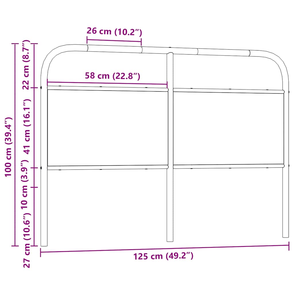 vidaXL Cabecero de acero y madera de ingeniería roble ahumado 120 cm