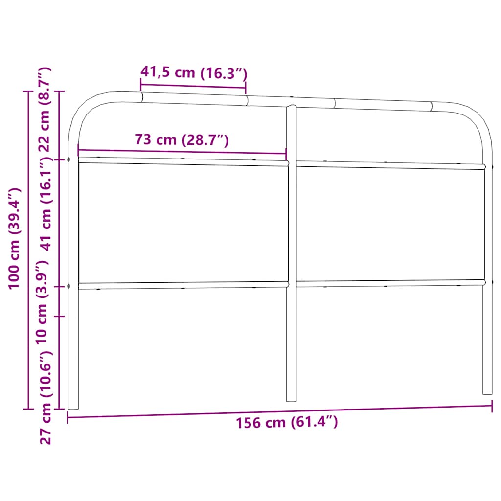 vidaXL Cabecero de acero y madera de ingeniería roble ahumado 150 cm