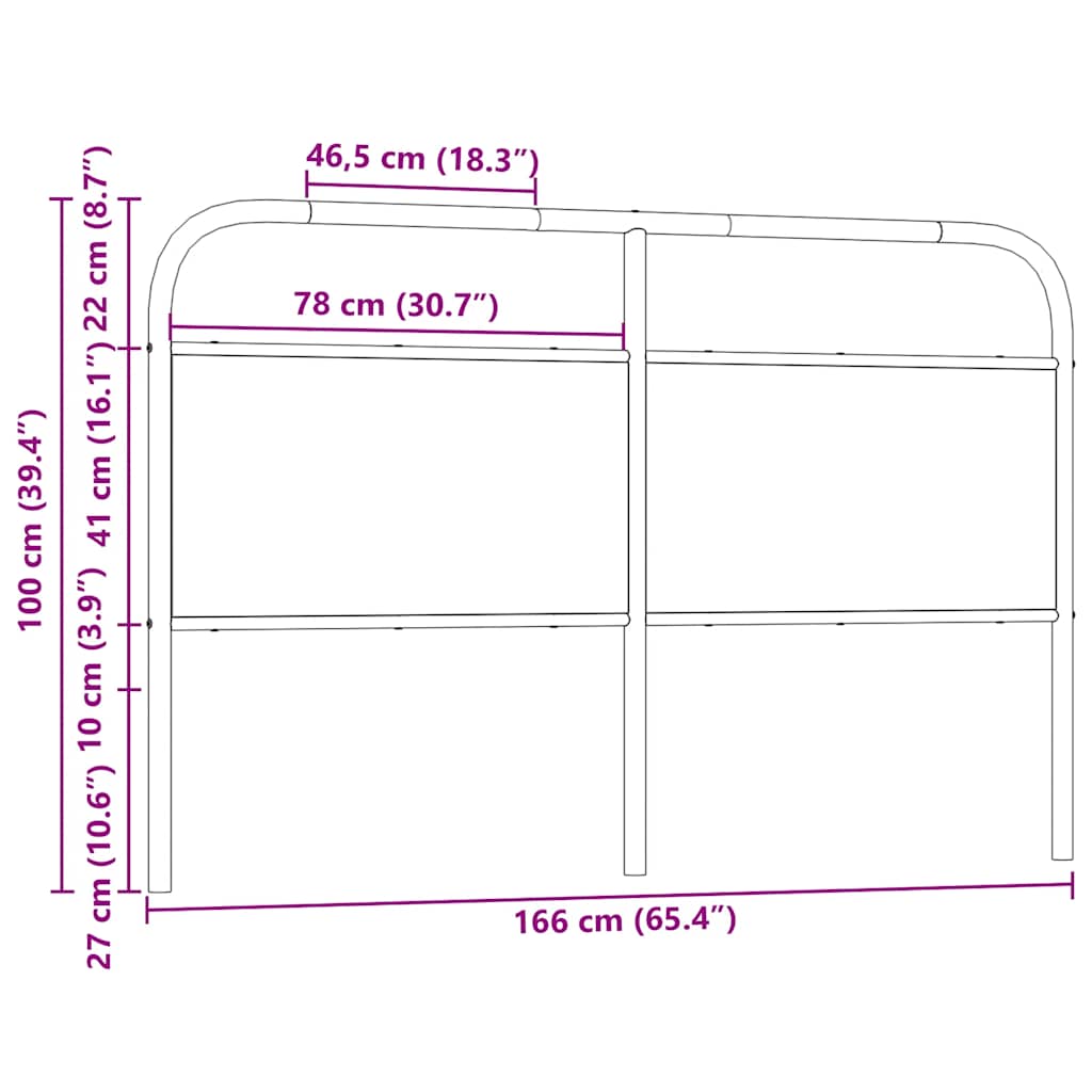 vidaXL Cabecero de acero y madera de ingeniería roble ahumado 160 cm