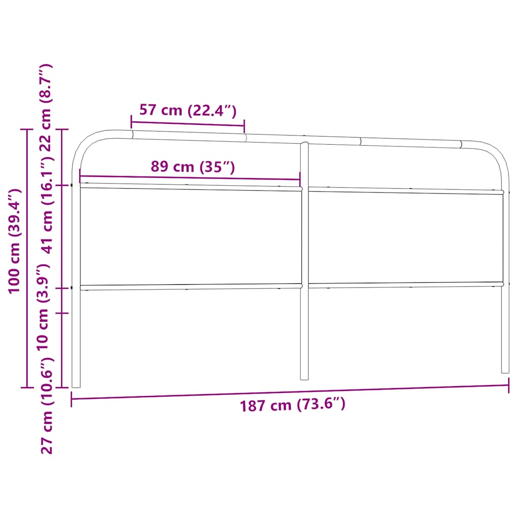 vidaXL Cabecero de acero y madera de ingeniería roble ahumado 180 cm