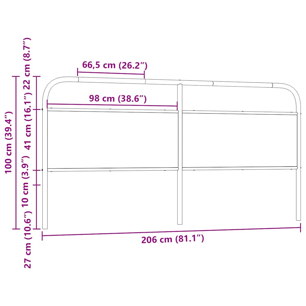 vidaXL Cabecero de acero y madera de ingeniería roble ahumado 200 cm