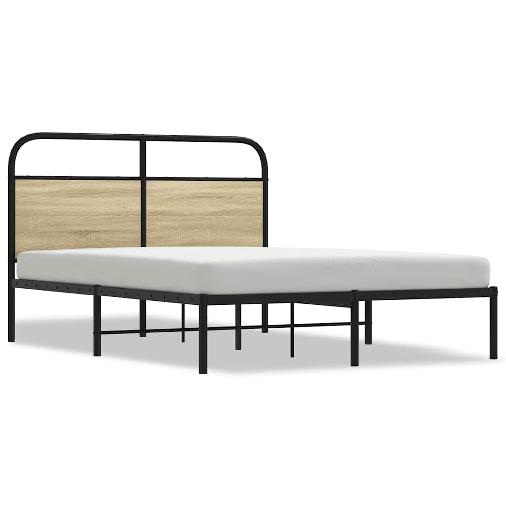 vidaXL Estructura de cama sin colchón 135x190 cm madera roble Sonoma