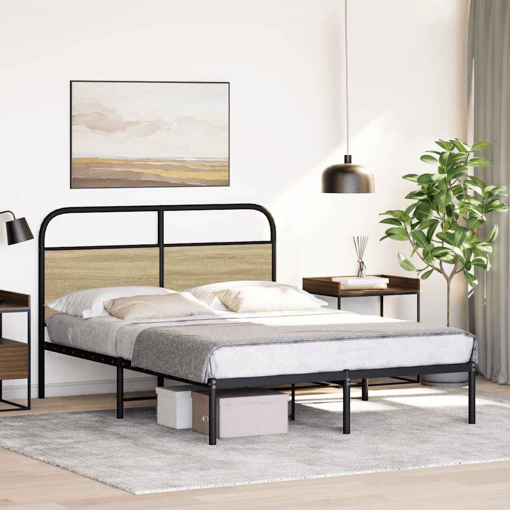 vidaXL Estructura de cama sin colchón 135x190 cm madera roble Sonoma