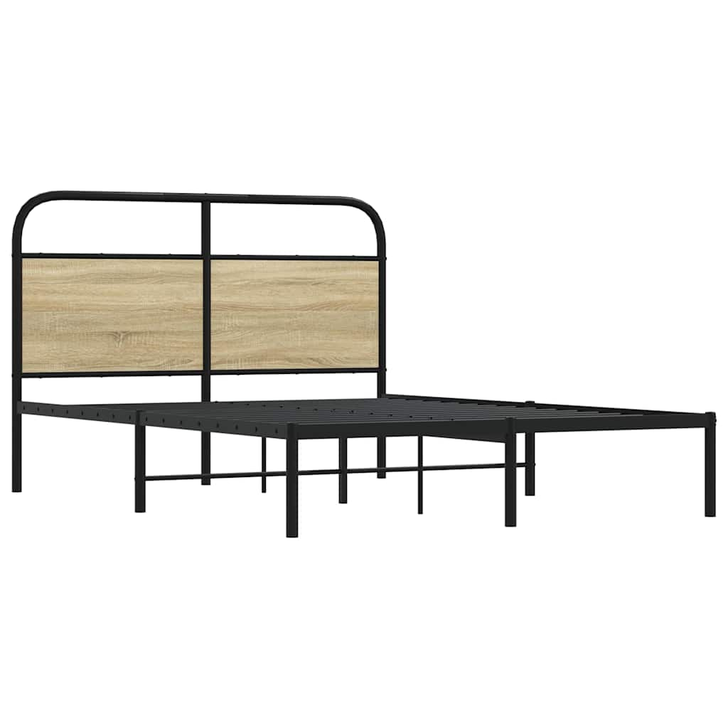 vidaXL Estructura de cama sin colchón 135x190 cm madera roble Sonoma