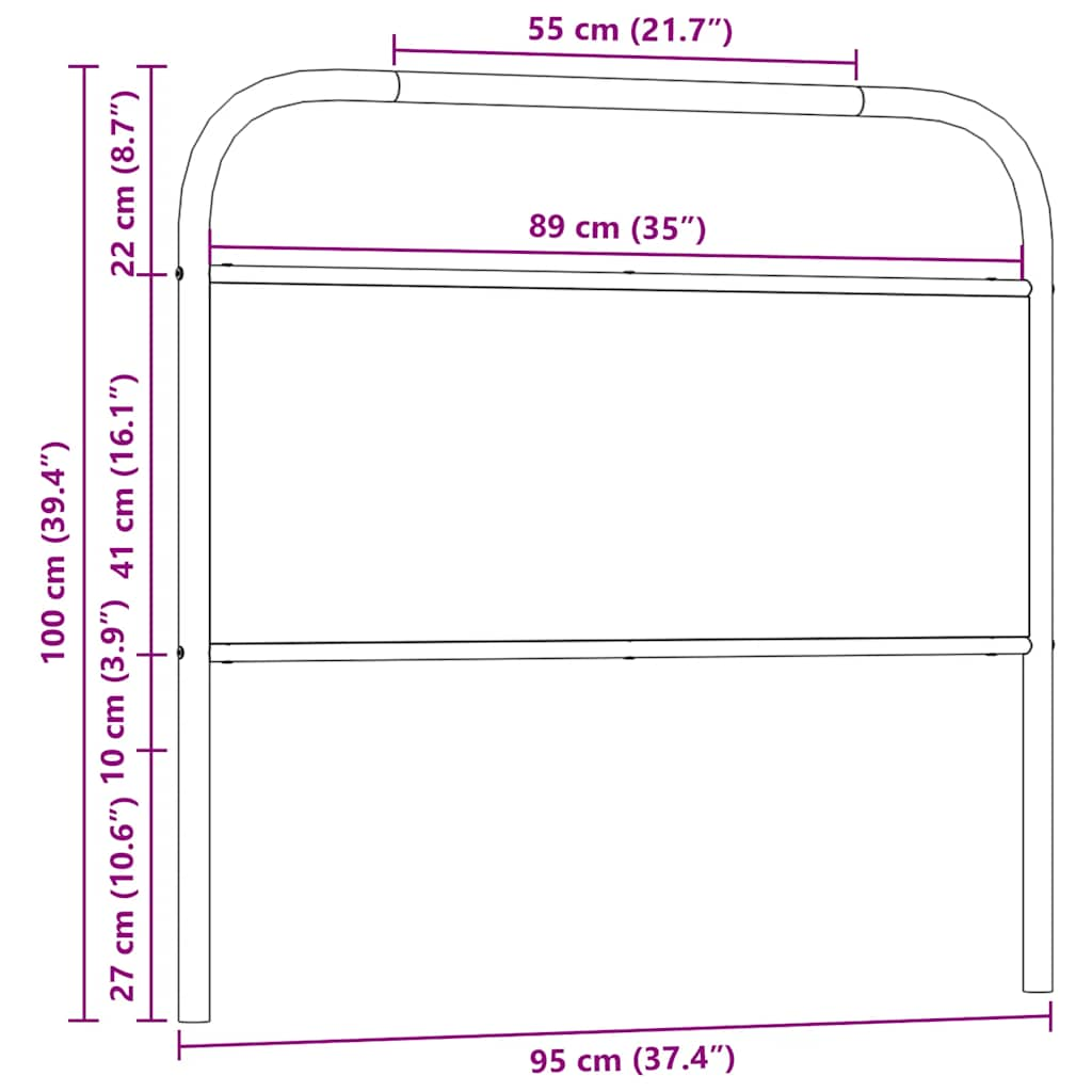 vidaXL Cabecero de acero y madera de ingeniería roble Sonoma 90 cm