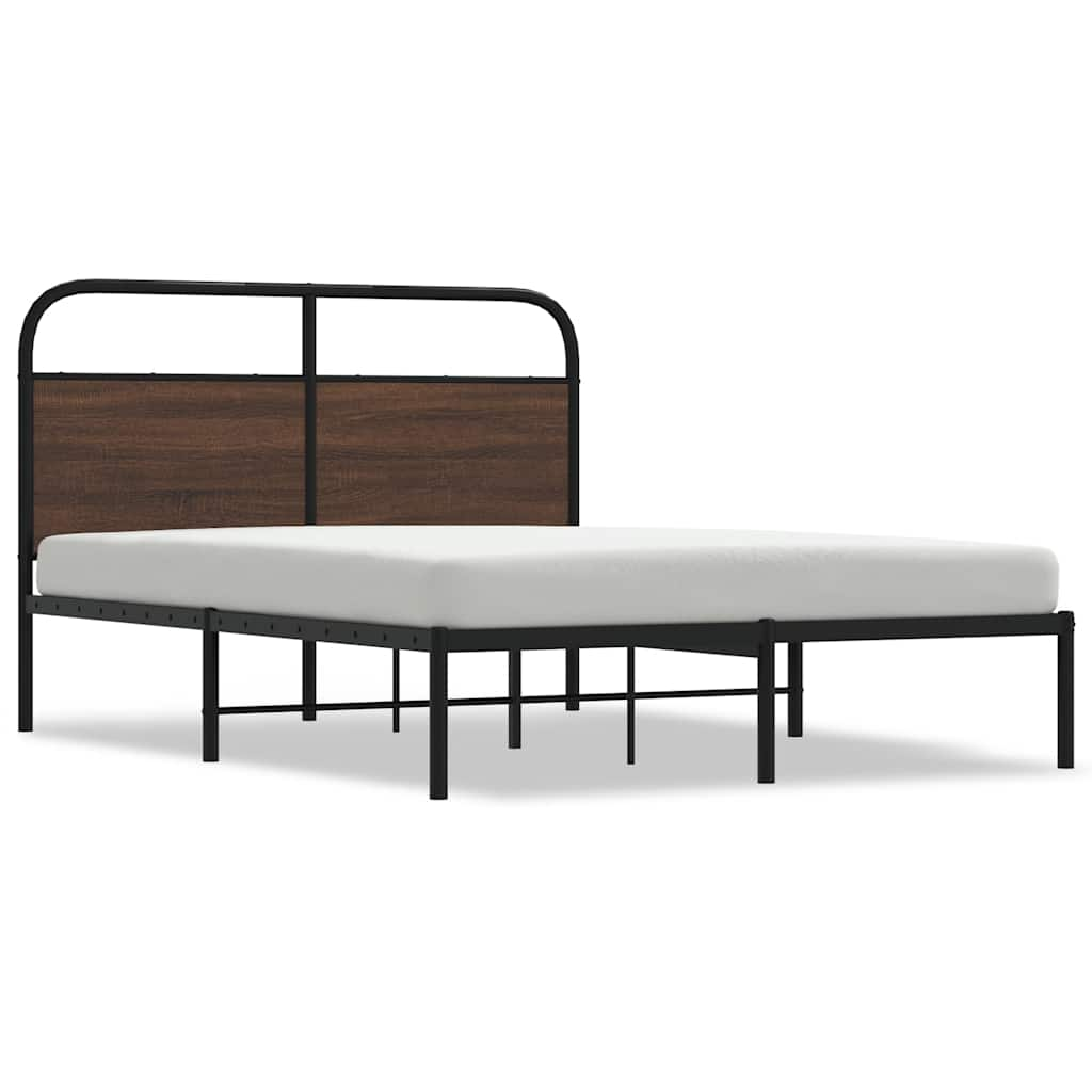 vidaXL Estructura de cama sin colchón 135x190 cm madera marrón roble