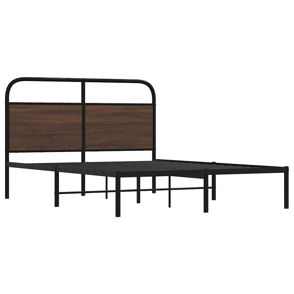 vidaXL Estructura de cama sin colchón 135x190 cm madera marrón roble