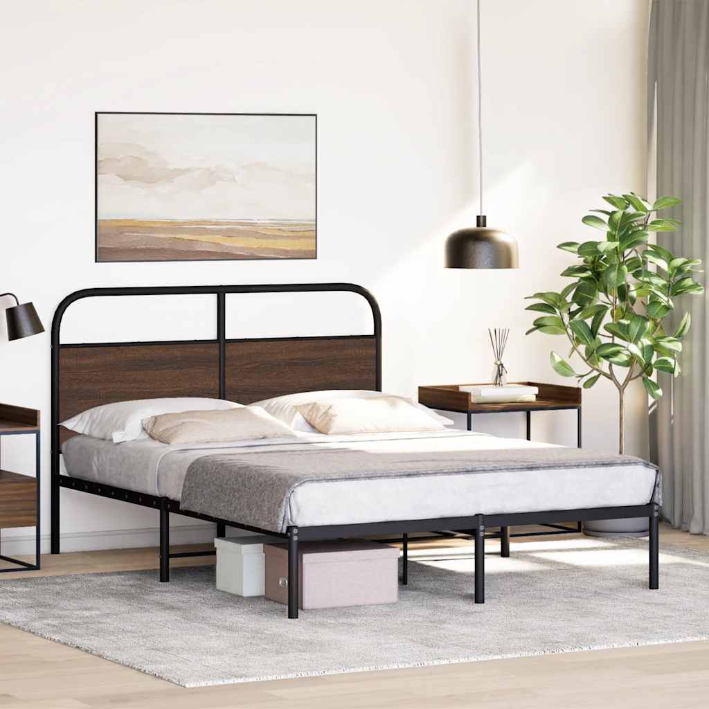 vidaXL Estructura de cama sin colchón 135x190 cm madera marrón roble