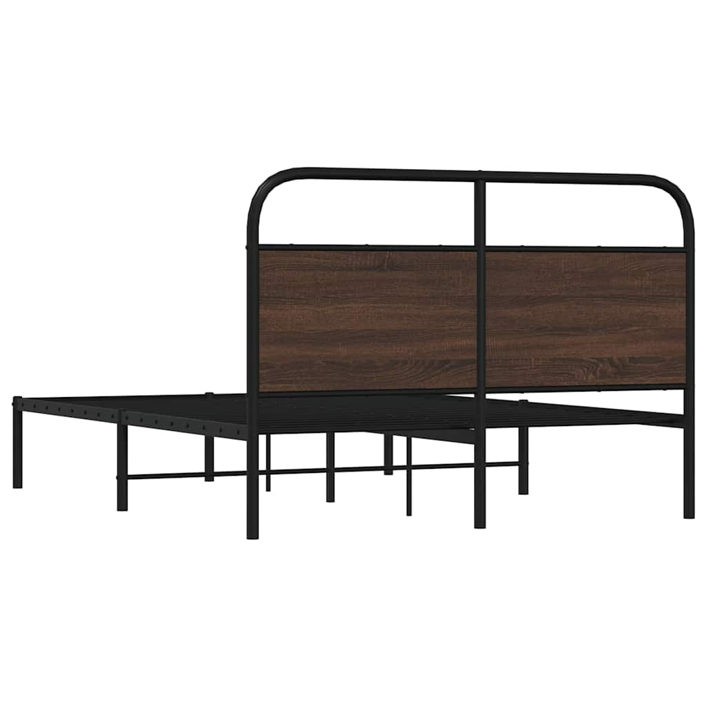 vidaXL Estructura de cama sin colchón 135x190 cm madera marrón roble