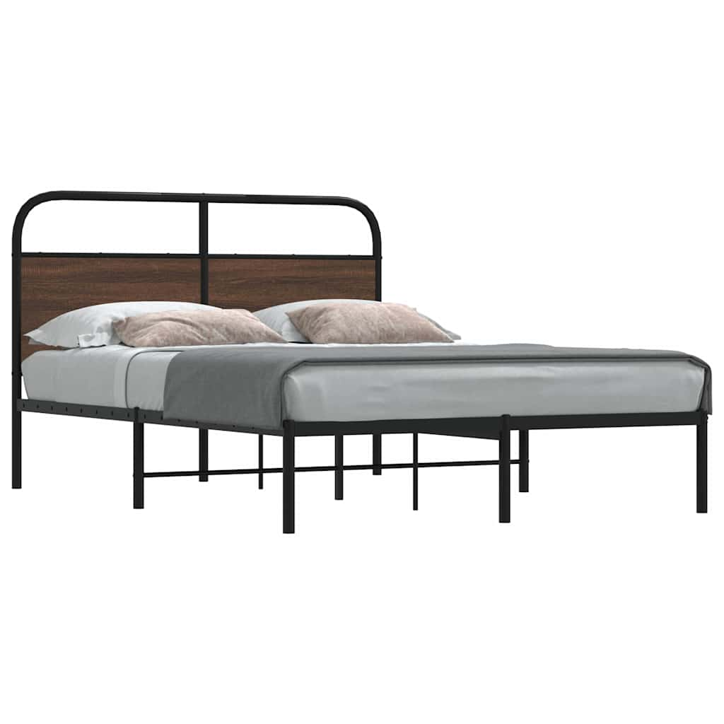 vidaXL Estructura de cama sin colchón 135x190 cm madera marrón roble