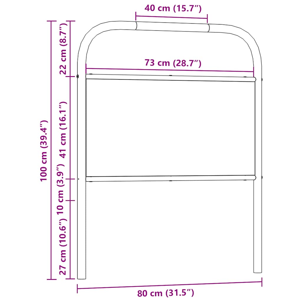 vidaXL Cabecero de acero y madera de ingeniería marrón roble 75 cm