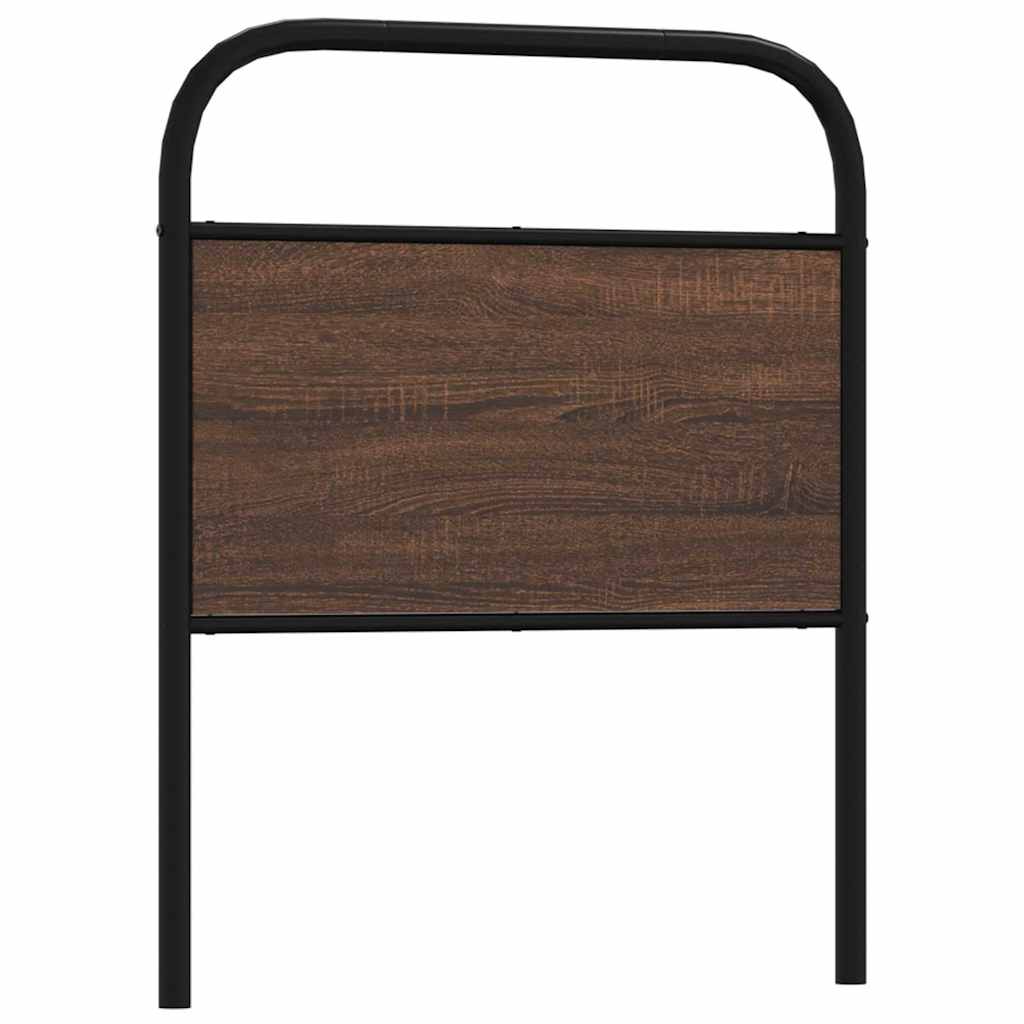 vidaXL Cabecero de acero y madera de ingeniería marrón roble 80 cm