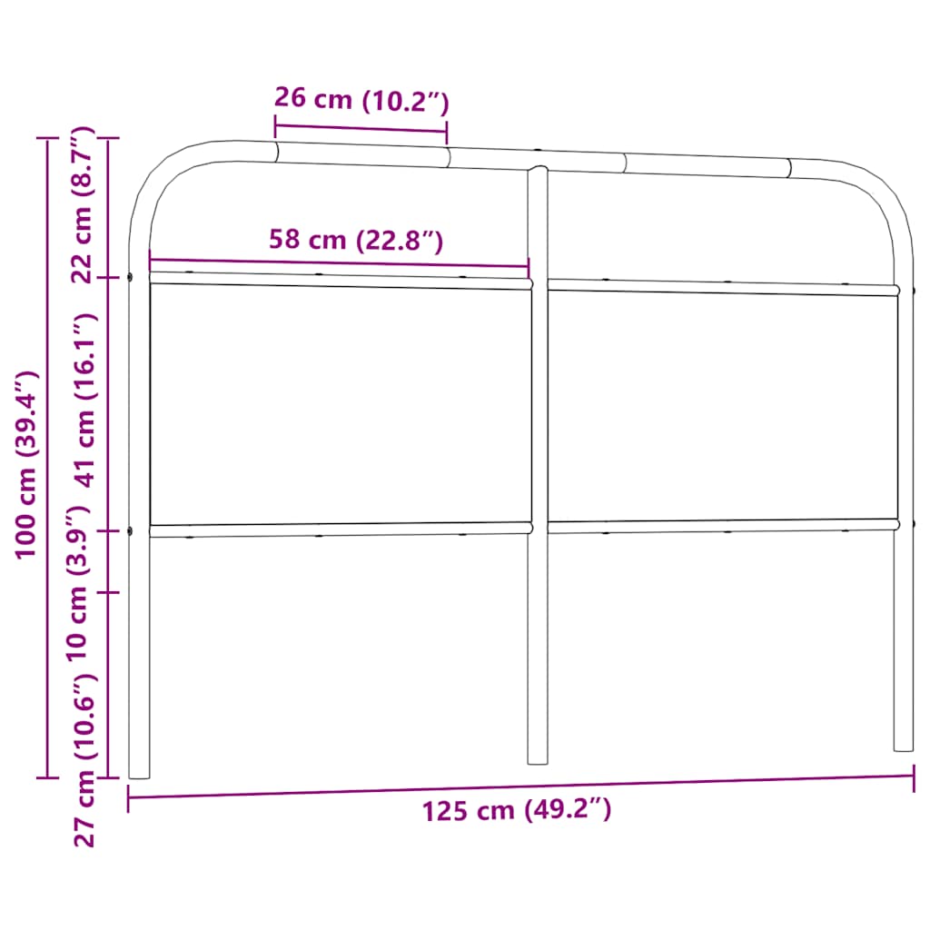 vidaXL Cabecero de acero y madera de ingeniería marrón roble 120 cm