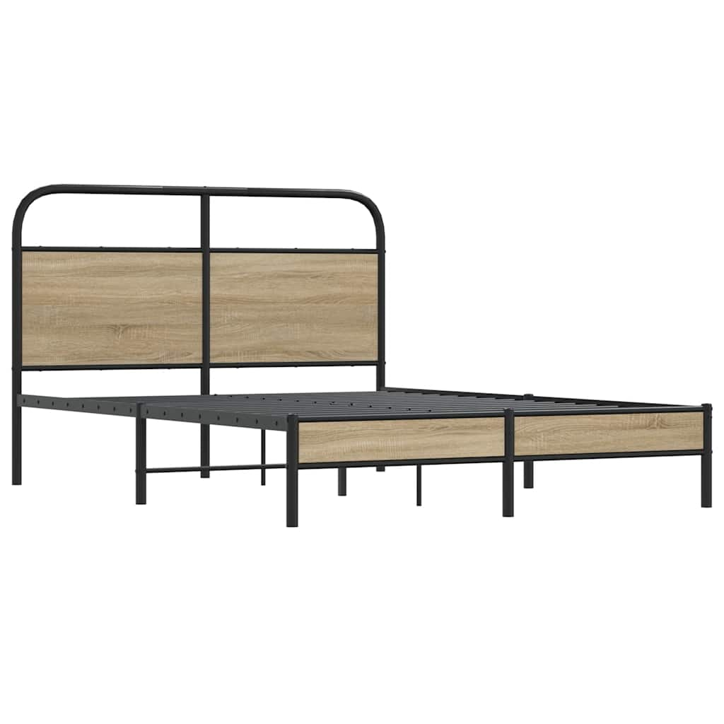 vidaXL Estructura de cama sin colchón 135x190 cm madera roble ahumado