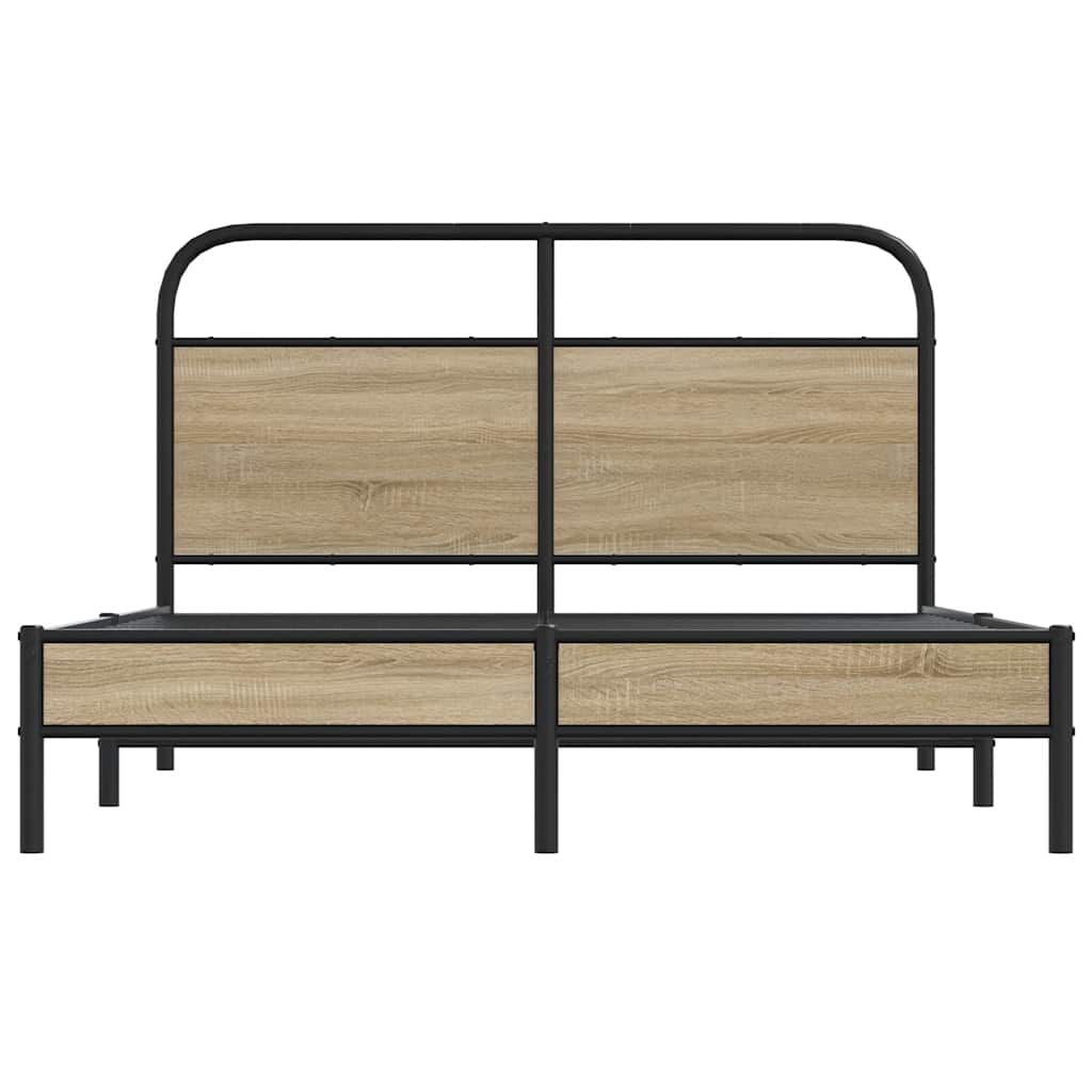 vidaXL Estructura de cama sin colchón 135x190 cm madera roble ahumado