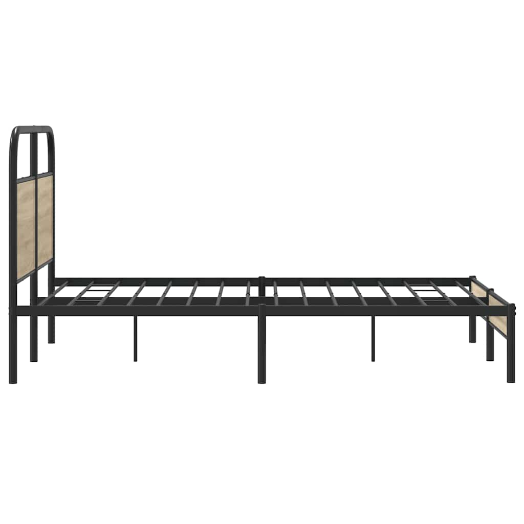 vidaXL Estructura de cama sin colchón 135x190 cm madera roble ahumado