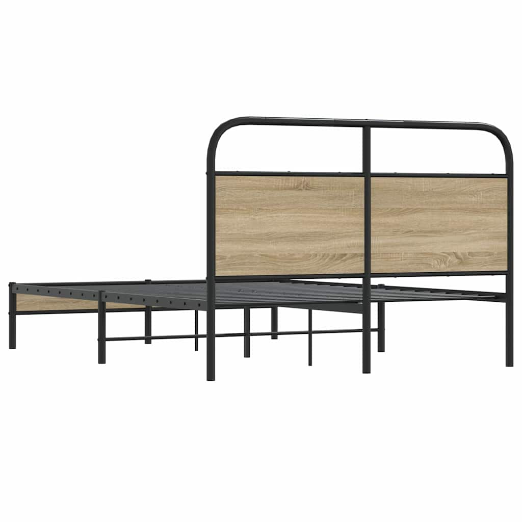 vidaXL Estructura de cama sin colchón 135x190 cm madera roble ahumado