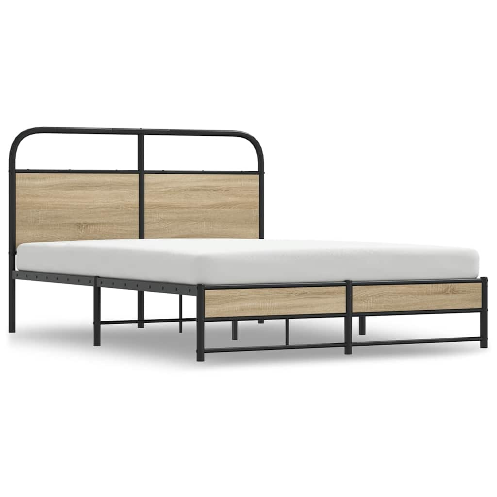 vidaXL Estructura de cama sin colchón 135x190 cm madera roble ahumado