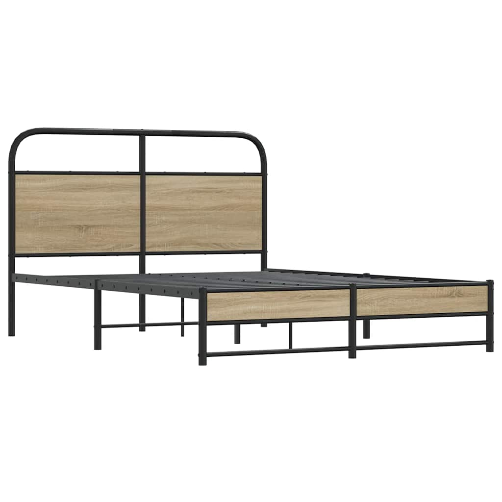 vidaXL Estructura de cama sin colchón 135x190 cm madera roble ahumado