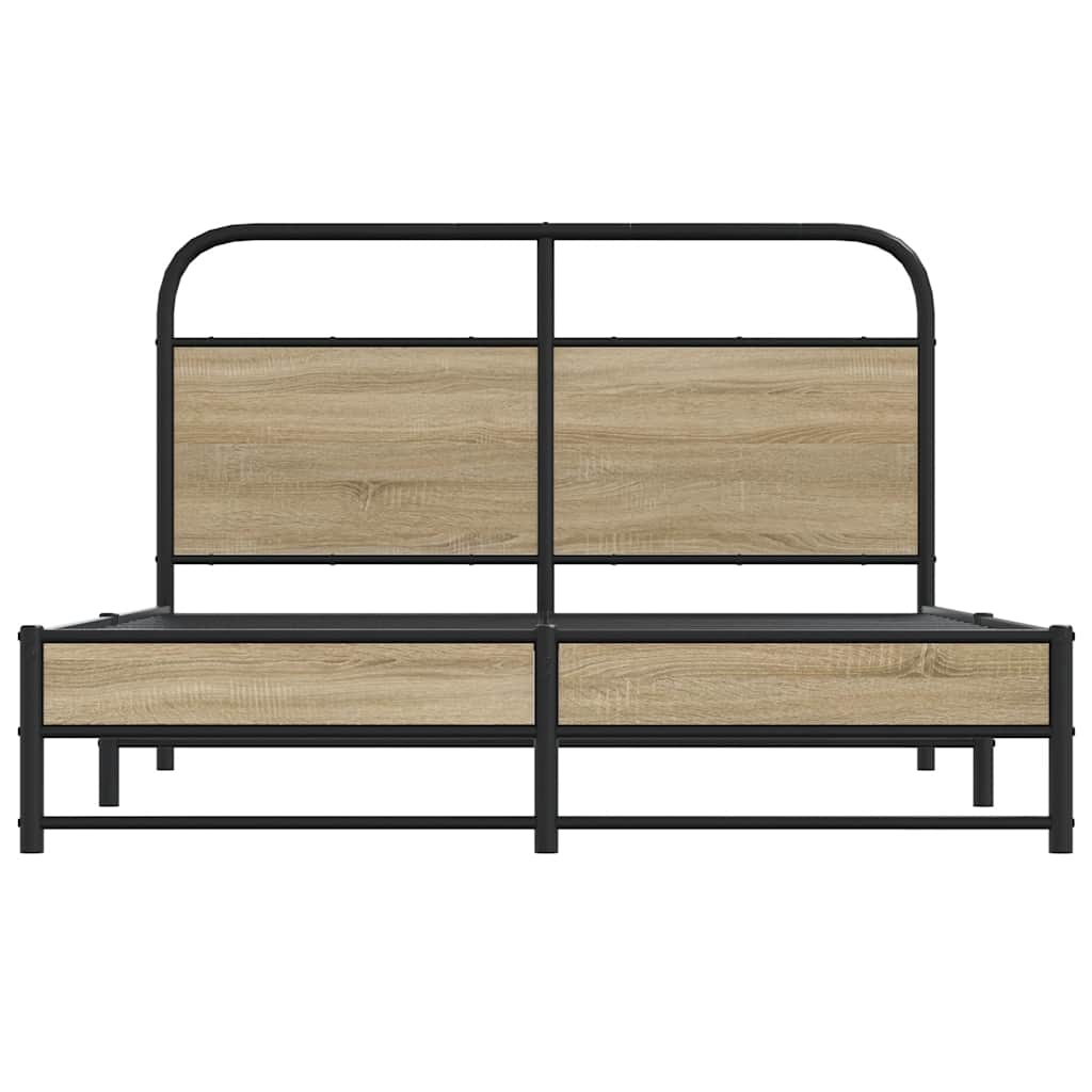 vidaXL Estructura de cama sin colchón 135x190 cm madera roble ahumado