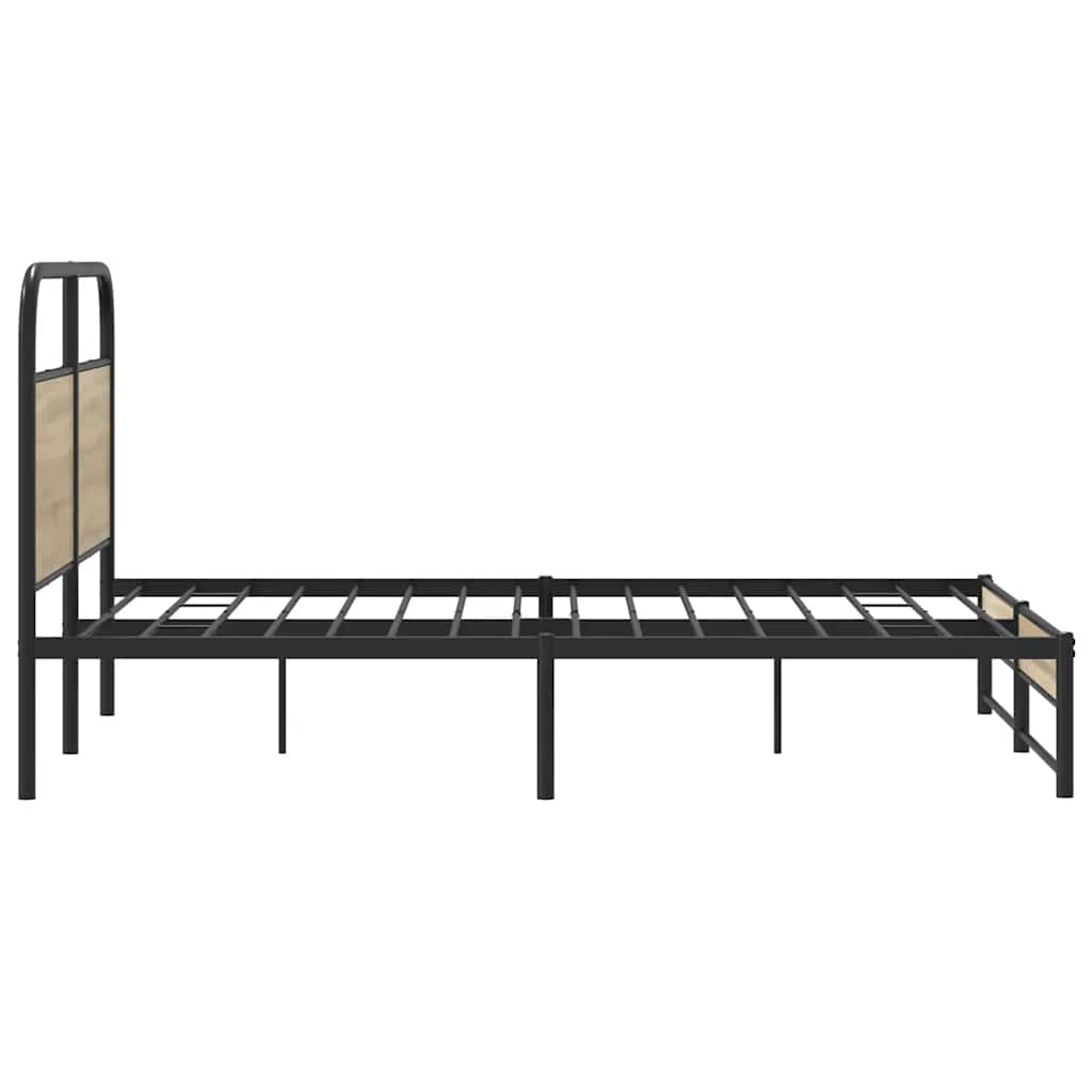 vidaXL Estructura de cama sin colchón 135x190 cm madera roble ahumado