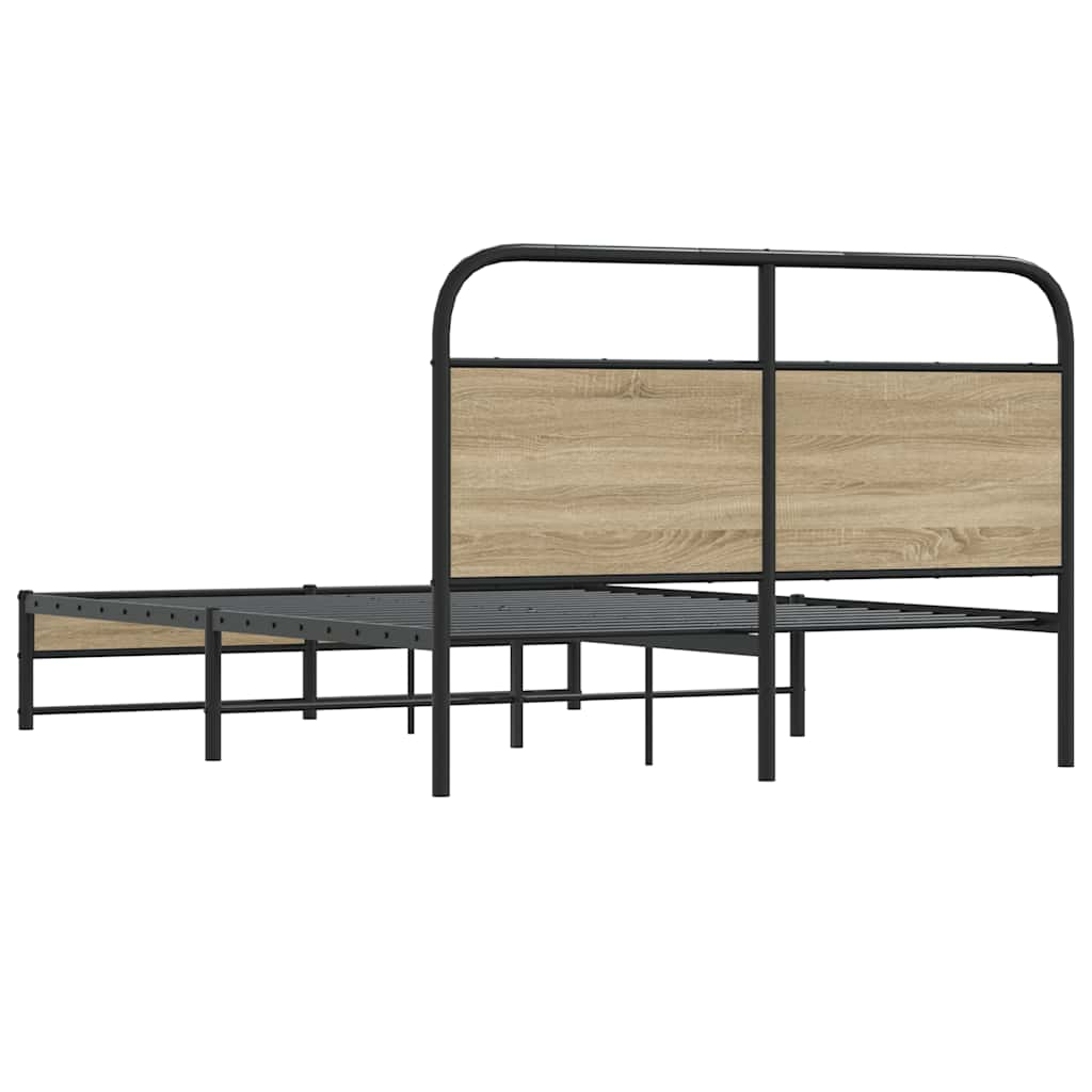 vidaXL Estructura de cama sin colchón 135x190 cm madera roble ahumado