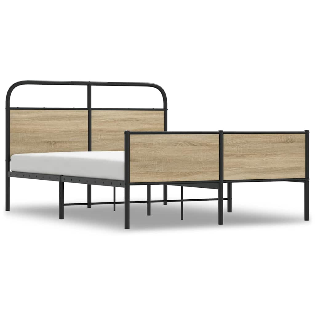 vidaXL Estructura de cama sin colchón 135x190 cm madera roble Sonoma