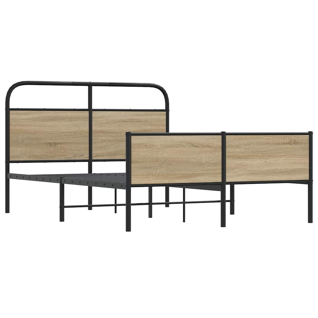 vidaXL Estructura de cama sin colchón 135x190 cm madera roble Sonoma