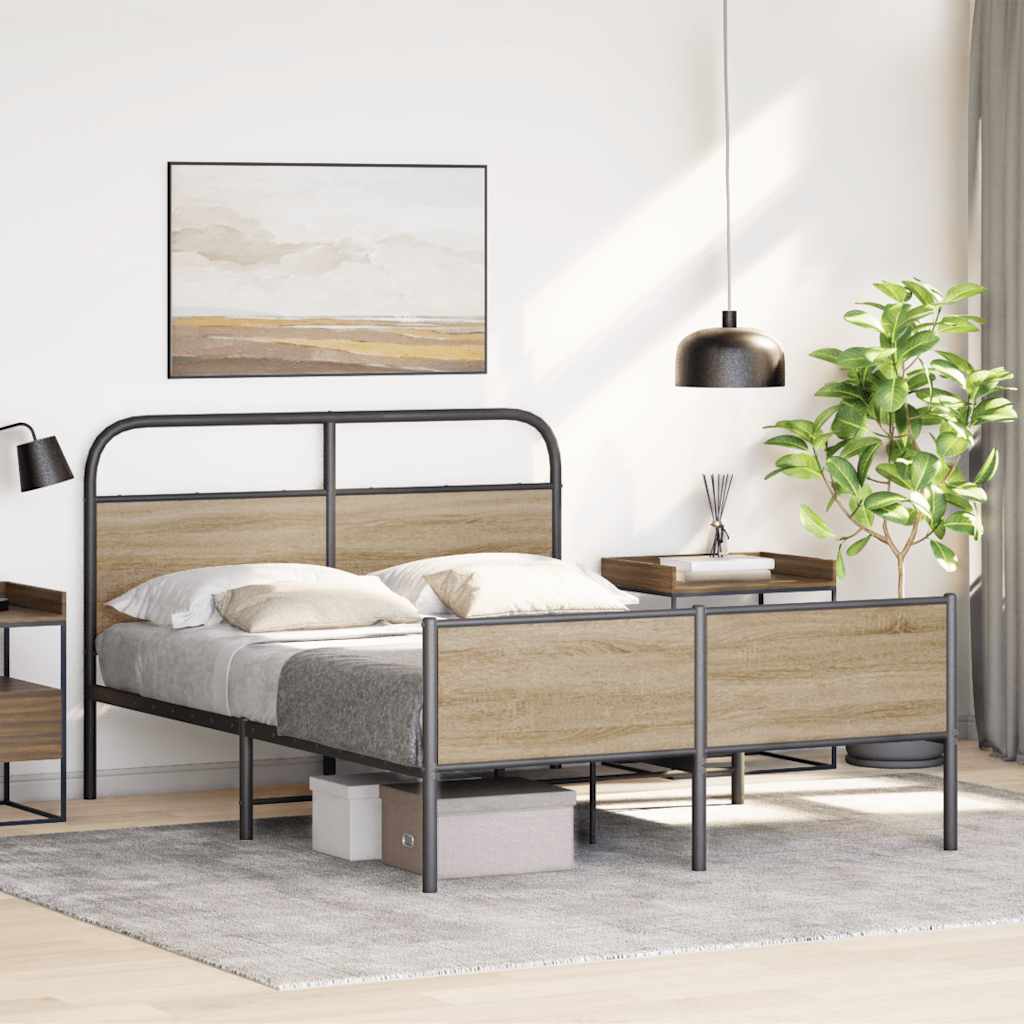 vidaXL Estructura de cama sin colchón 135x190 cm madera roble Sonoma