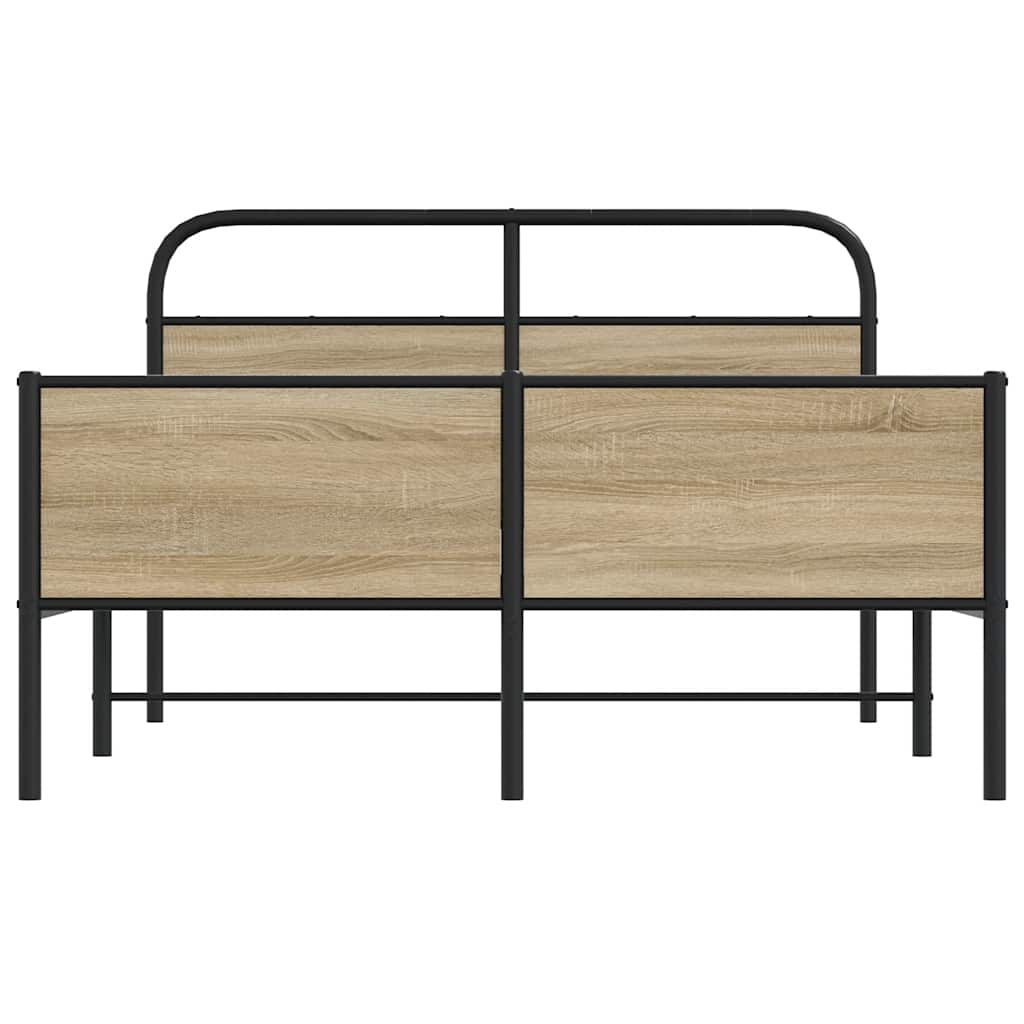 vidaXL Estructura de cama sin colchón 135x190 cm madera roble Sonoma