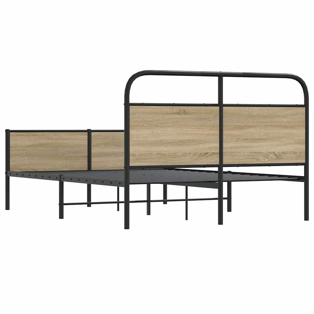 vidaXL Estructura de cama sin colchón 135x190 cm madera roble Sonoma