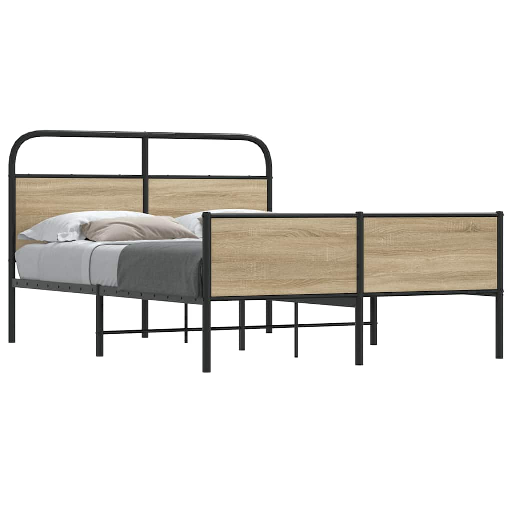 vidaXL Estructura de cama sin colchón 135x190 cm madera roble Sonoma