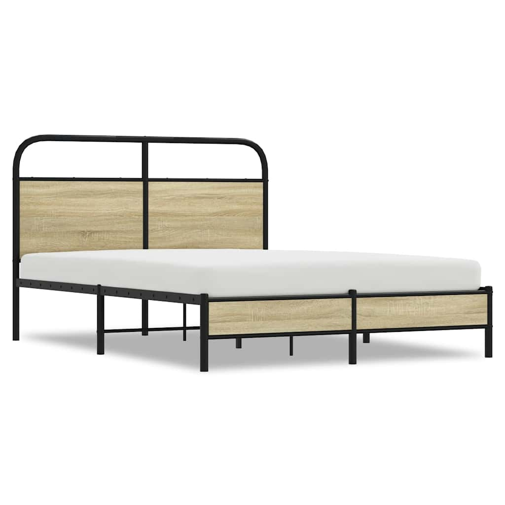 vidaXL Estructura de cama sin colchón 135x190 cm madera roble Sonoma