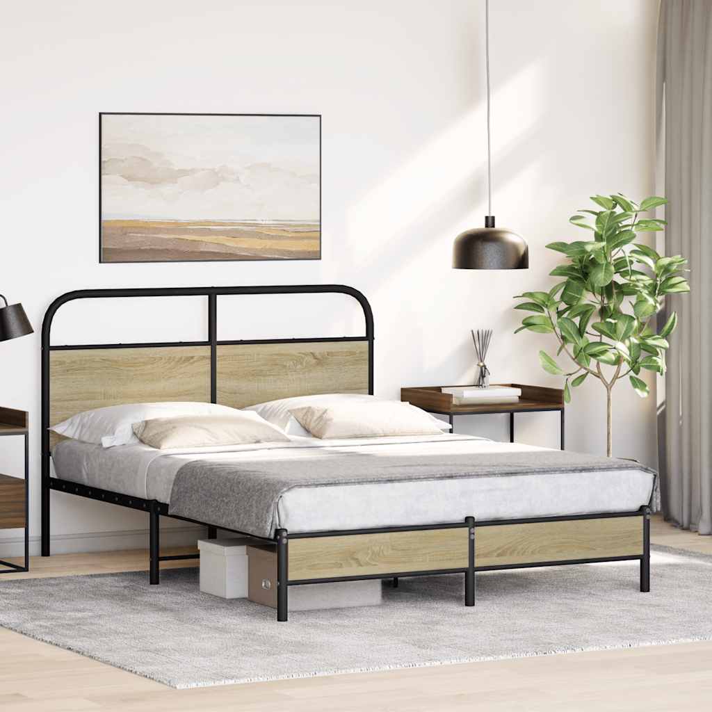 vidaXL Estructura de cama sin colchón 135x190 cm madera roble Sonoma