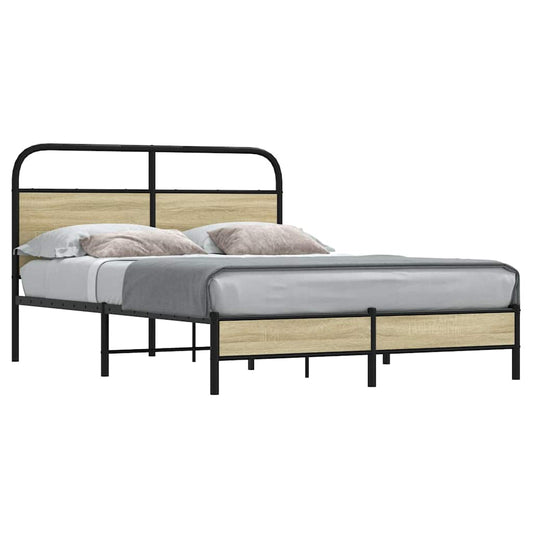 vidaXL Estructura de cama sin colchón 135x190 cm madera roble Sonoma