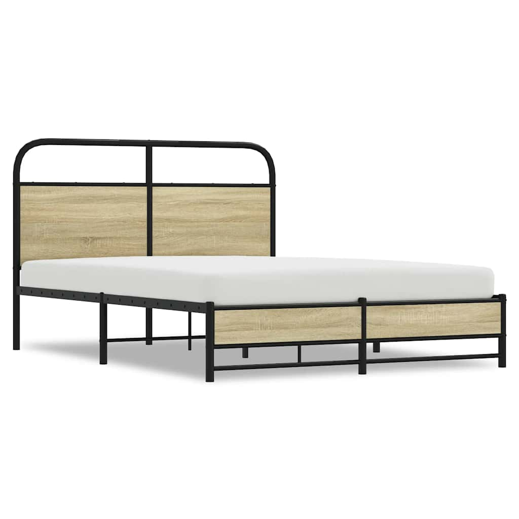 vidaXL Estructura de cama sin colchón 135x190 cm madera roble Sonoma