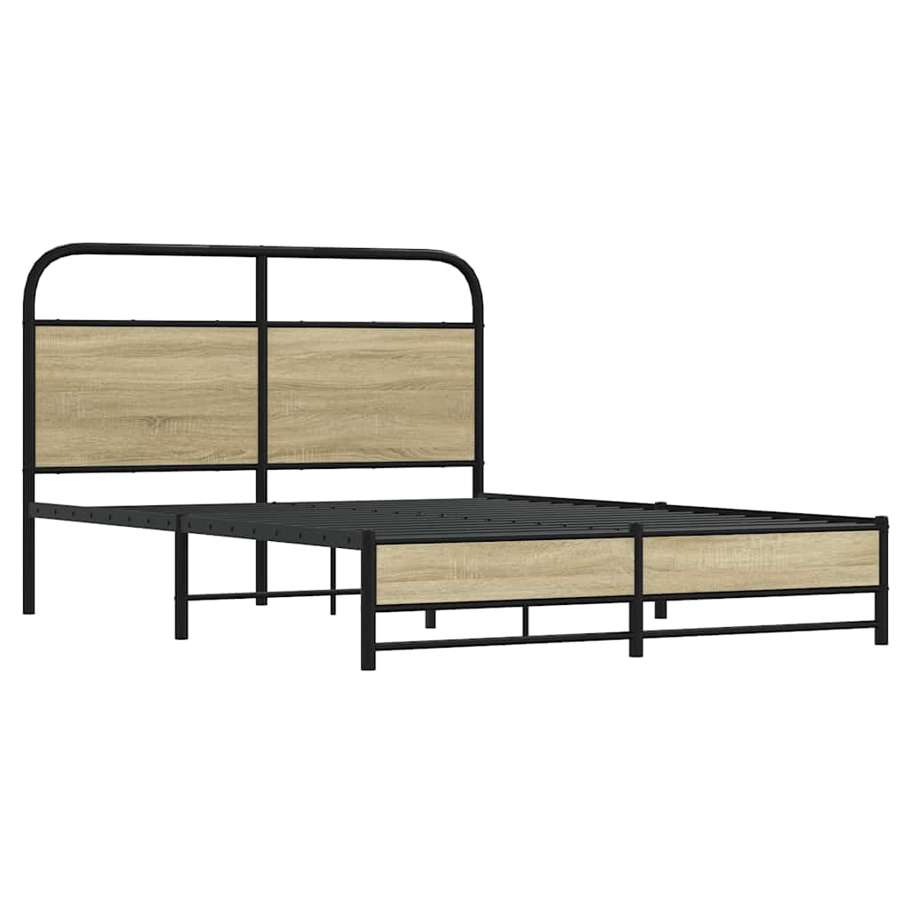 vidaXL Estructura de cama sin colchón 135x190 cm madera roble Sonoma