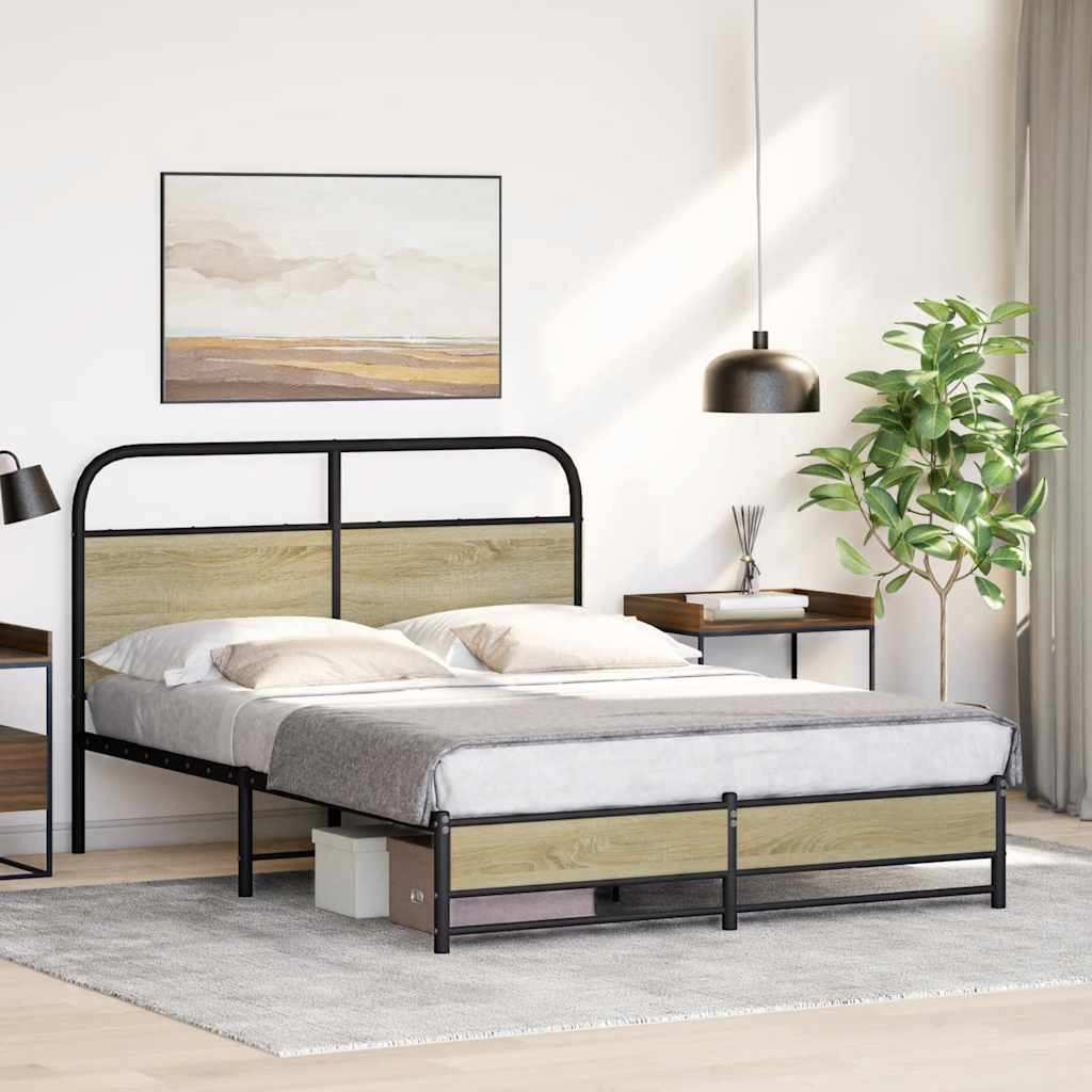 vidaXL Estructura de cama sin colchón 135x190 cm madera roble Sonoma