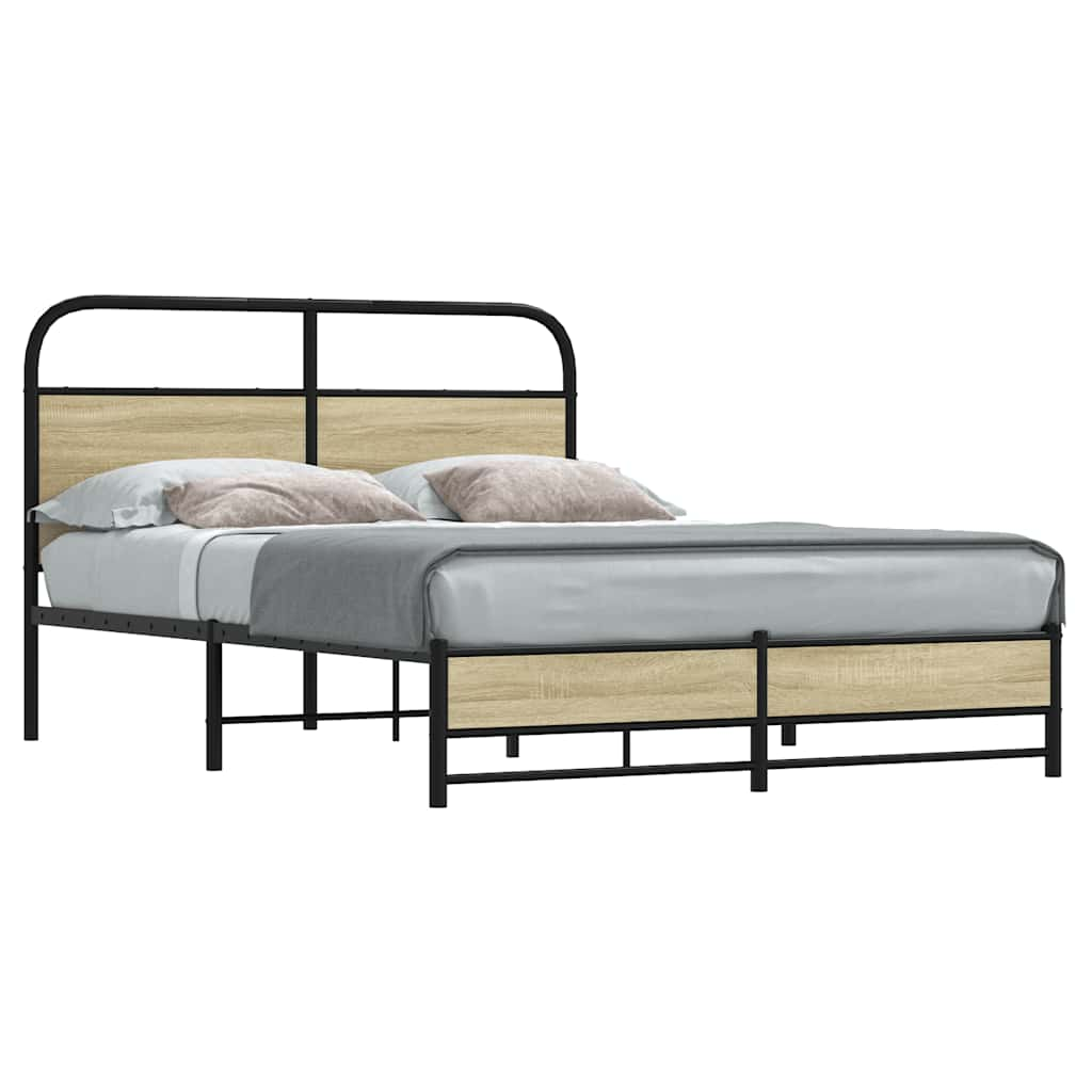 vidaXL Estructura de cama sin colchón 135x190 cm madera roble Sonoma